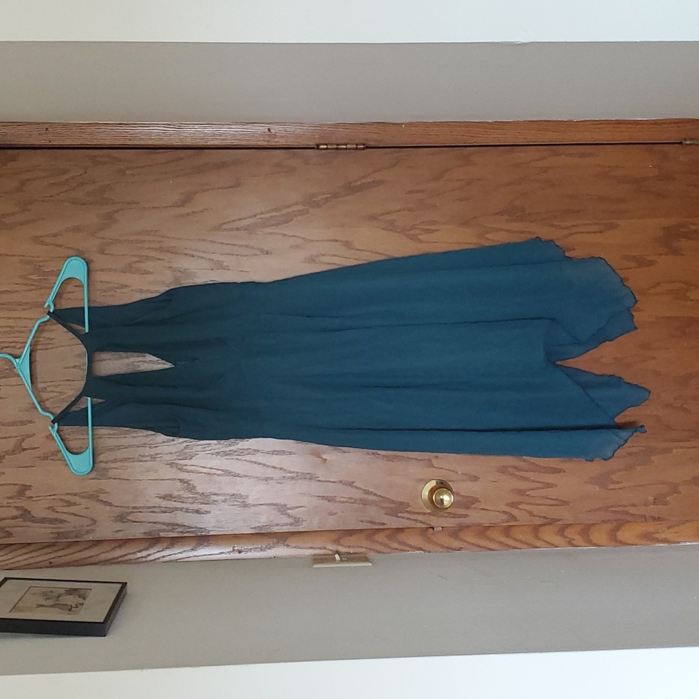 Shein teal keyhole midi dress, size small/4